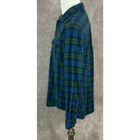 Woolrich Shirt Mens Large Blue Green Plaid Flannel Button Up Long Sleeve Pockets - Picture 7 of 10